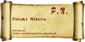 Pataki Nikola névjegykártya